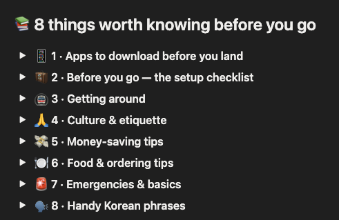 Korea Essential Tips guide